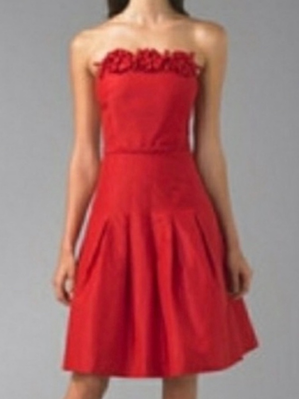 Lilly Pulitzer Belinda Red Silk Blend Rosette Strapless Fit & Flare Dress Size 0